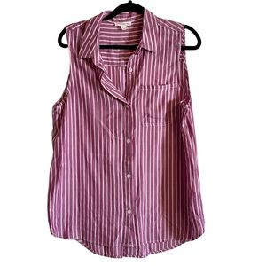 beachlunchlounge Pink Striped Sleeveless Blouse